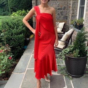 Red Bias cut semi formal dress so flattering!